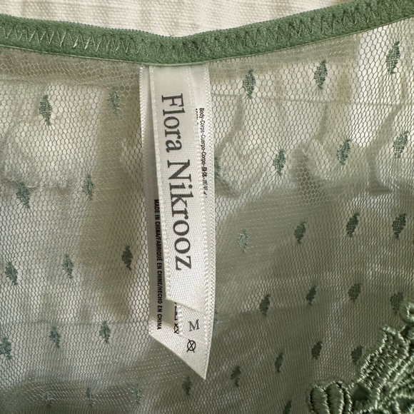 FLORA NIKROOZ Showstopper Charmeuse Chemise in Forest Green Slip Dress Medium - Picture 9 of 11